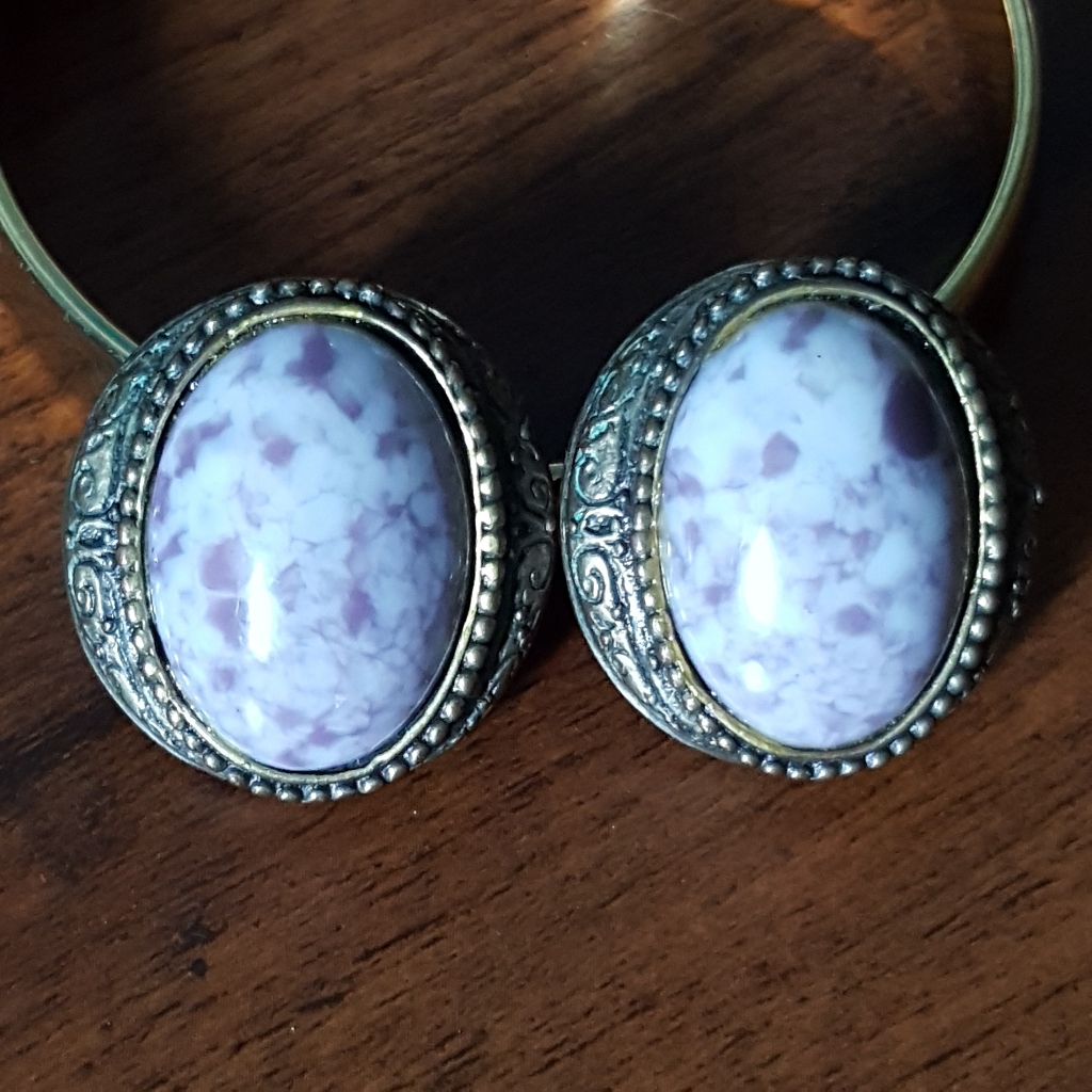 Vintage Lavender White Earrings